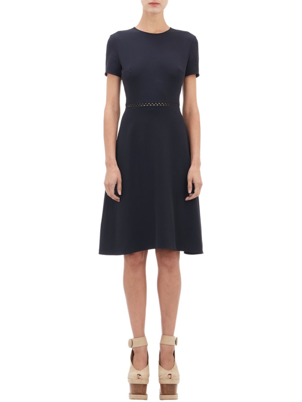 Stella McCartney Navy Blue Short-Sleeve Midi Dress 36 0